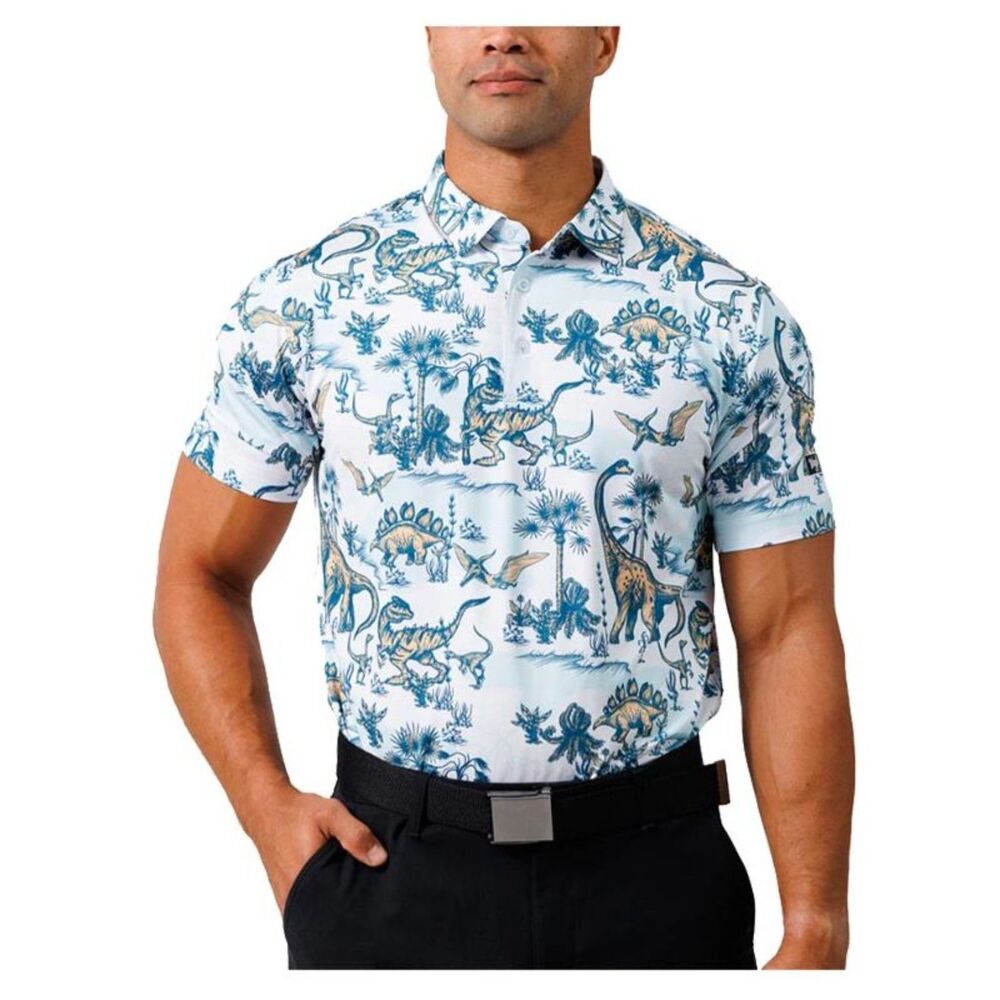 Waggle Land Before Waggle Dinosaurs Performance Golf Polo Shirt Men's Size XL